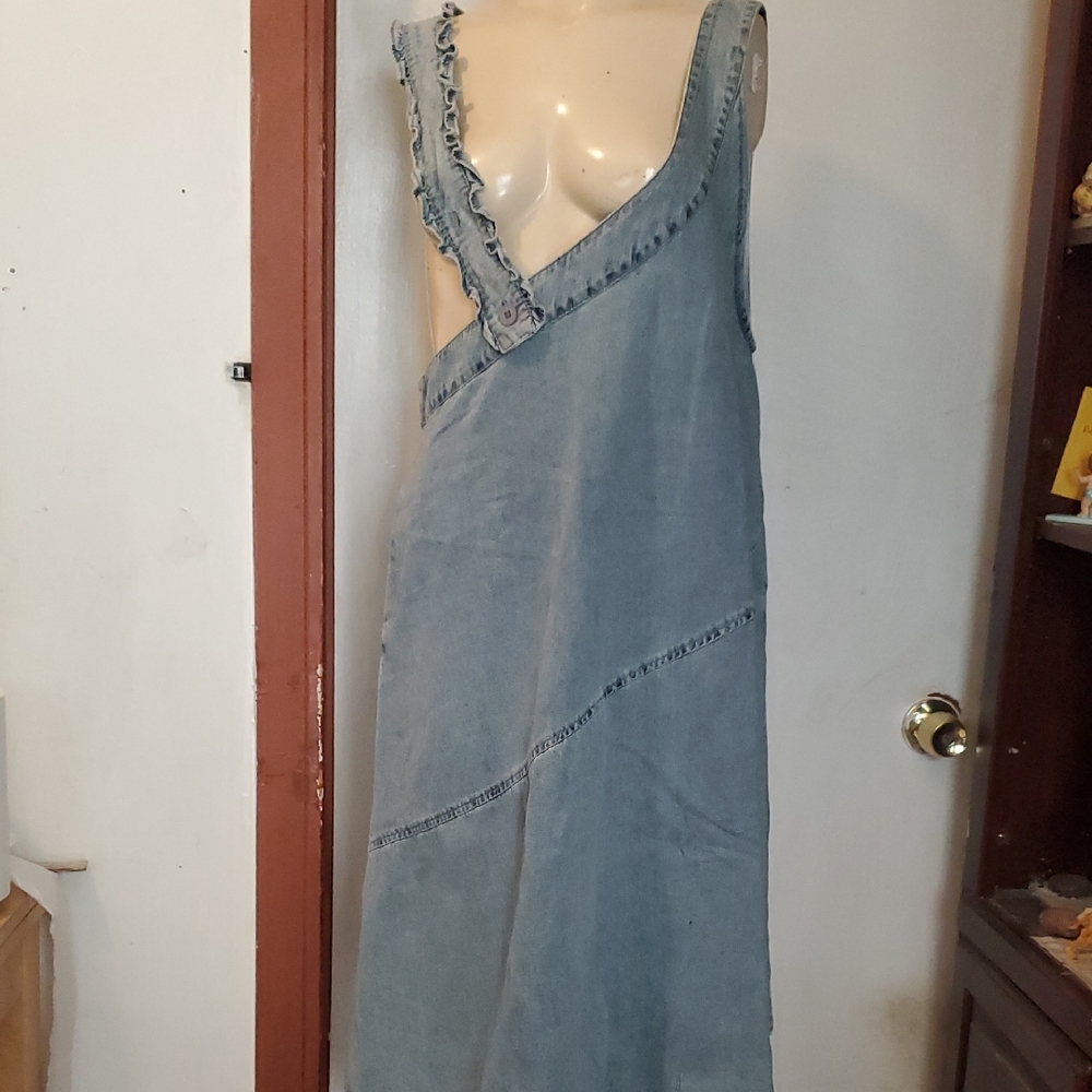 HUI ERMA Blue Denim Sleeveless Dress Size S
